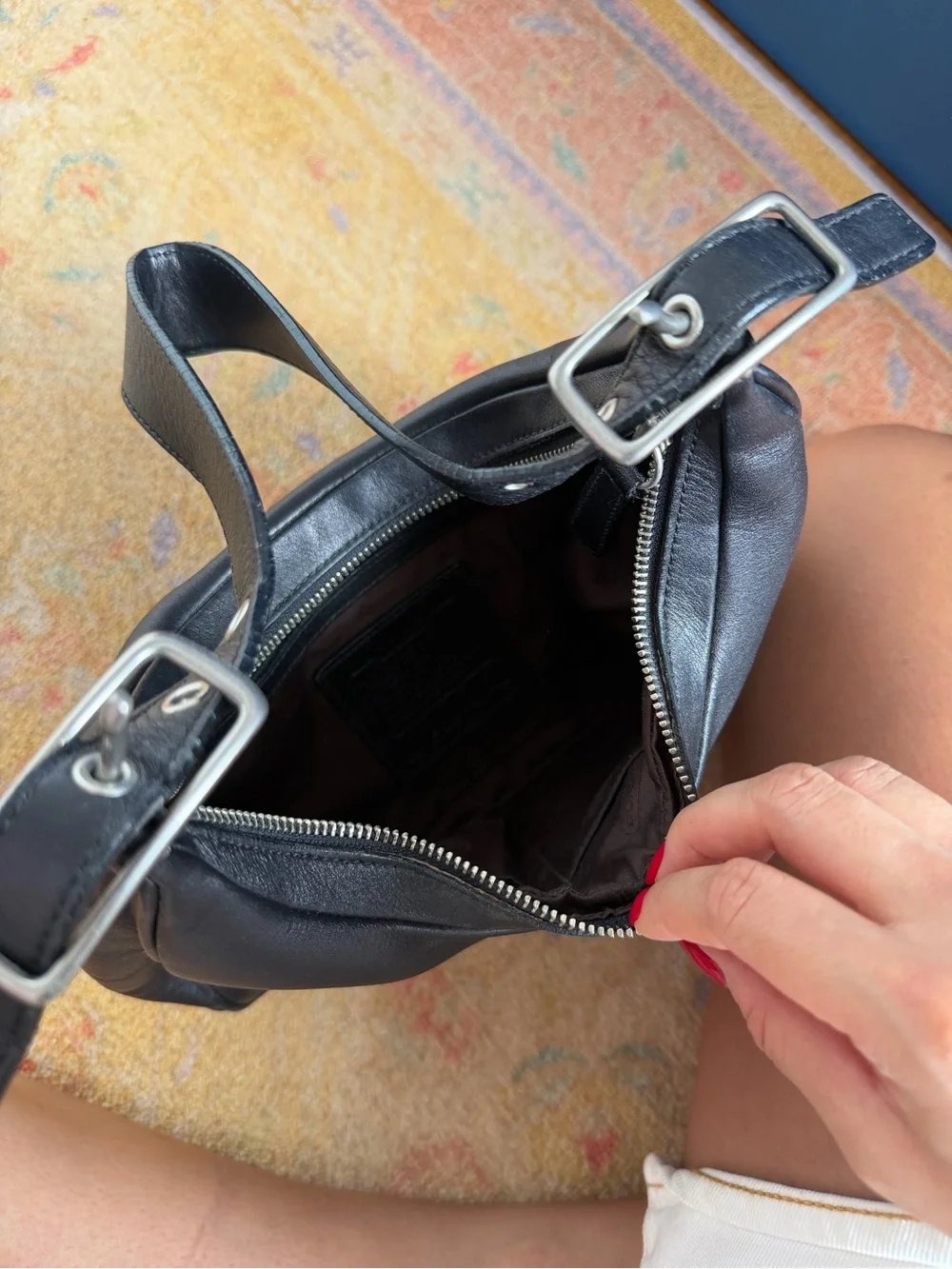 Vintage Coach Legacy West Zoe Crescent Hobo Black Leather Should bag